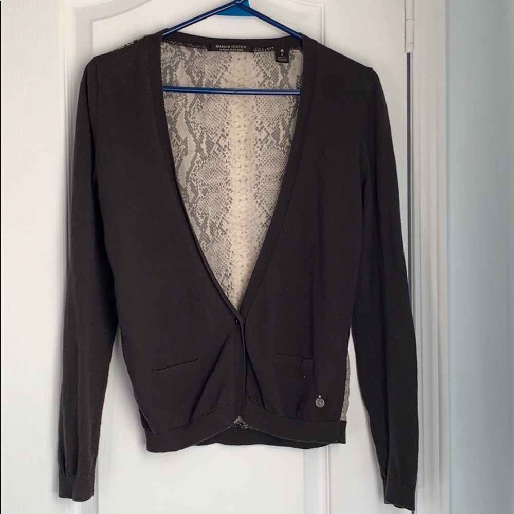 Maison Scotch Charcoal Grey / Snake Print Cardigan